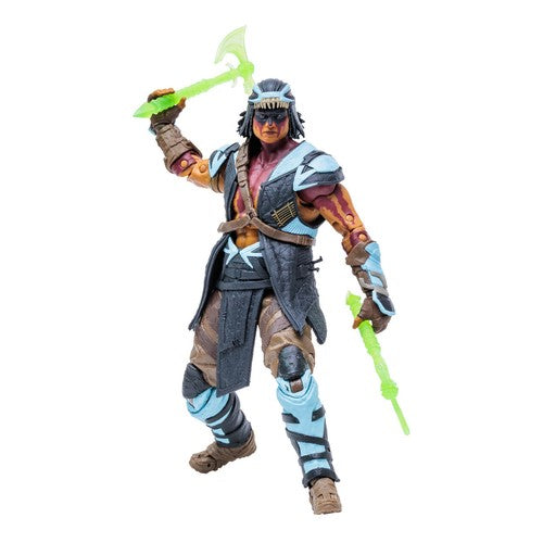 Mythic Toys & Gaming Action Figure with Dual Weapons and Vibrant Green Accents for Collectors