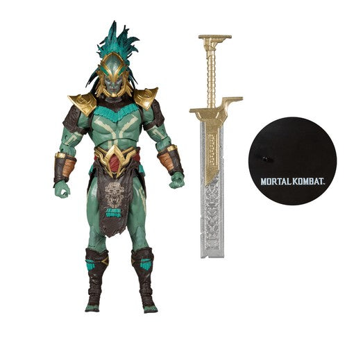Mortal Kombat action figure from Mythic Toys & Gaming with sword and display base, featuring detailed armor and accessories