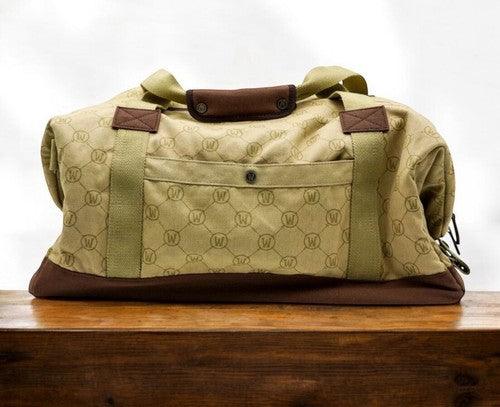 Stylish My Store Olive Green Duffel Bag with Monogram Design and Durable Handles