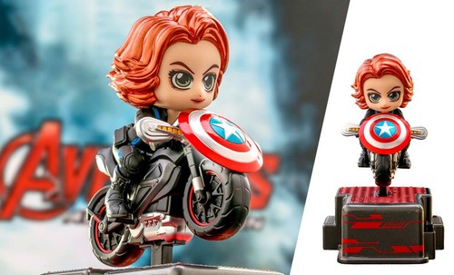 Mythic Toys & Gaming Black Widow Figure on Motorcycle with Shield for Marvel Fans