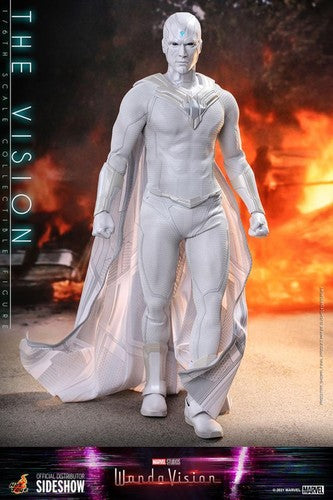 Mythic Toys and Gaming Vision Action Figure in White Costume from WandaVision with a Dynamic Pose