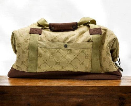 Stylish My Store Olive Green Duffel Bag with Monogram Design and Durable Handles