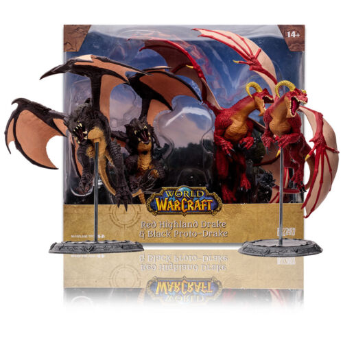 Mythic Toys World of Warcraft Red Highland Drake and Black Proto-Drake Collectible Figures Set